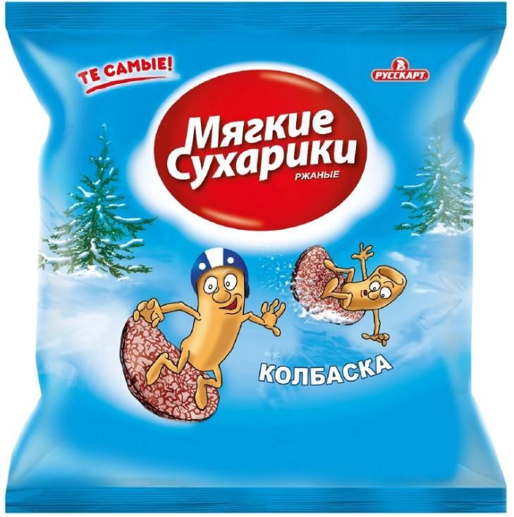 Сухарики ржаные Мягкие сухарики со вкусом колбасок 38 гр., флоу-пак