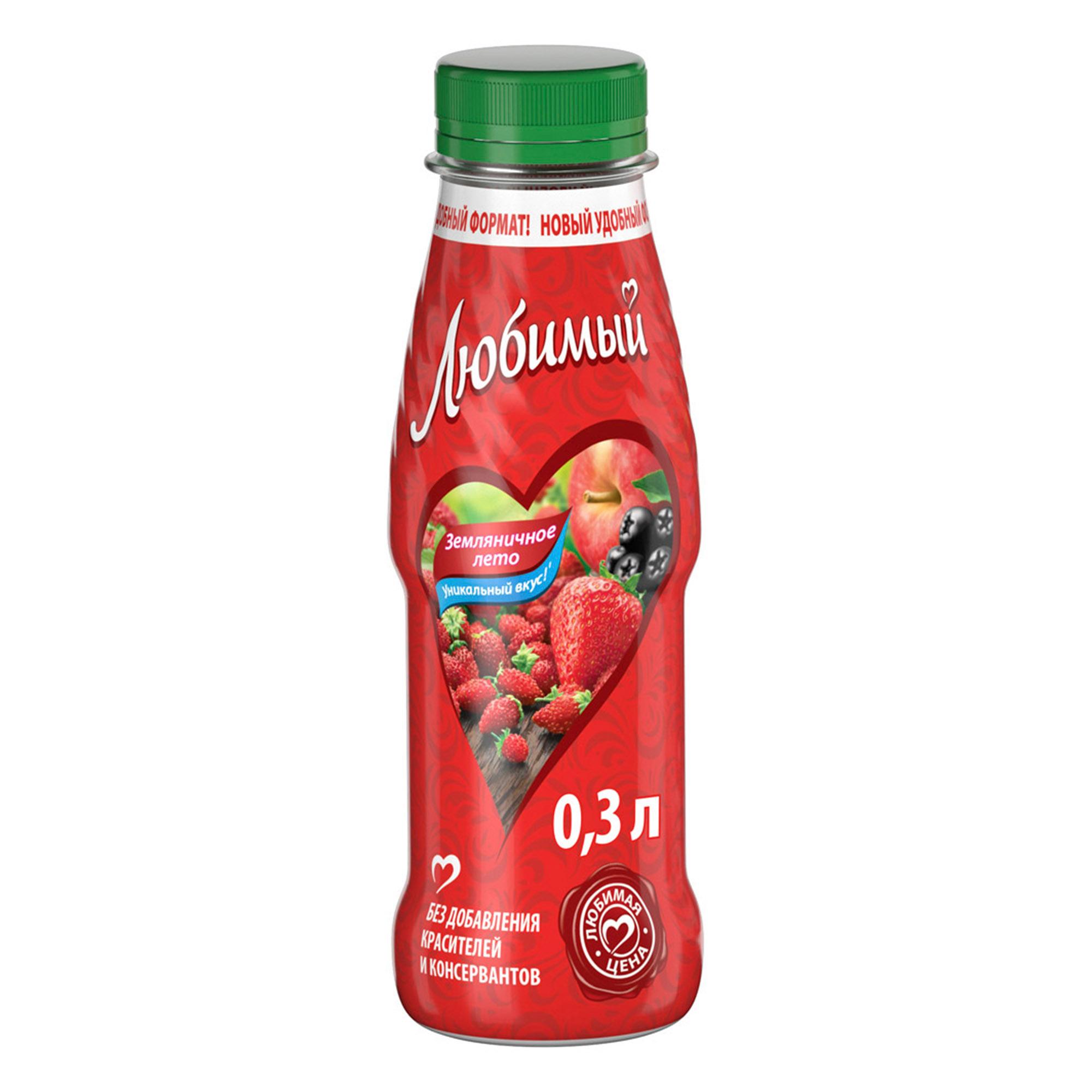 Напиток сокосодержащий Любимый яблоко-черноплодная рябина-клубника-земляника 300 мл., ПЭТ
