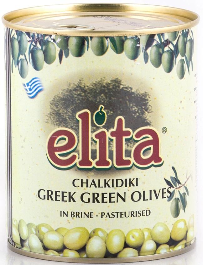 Оливки Elita греческие с косточкой S.S. Mammouth 91-100, 850 мл., стекло