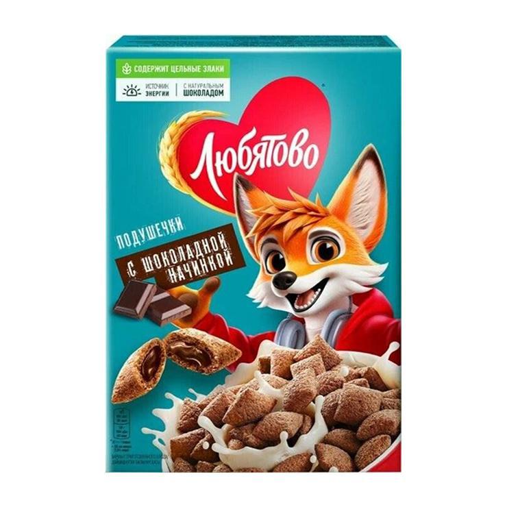 Сухой завтрак Любятово подушечки с шоколадной начинкой 220 гр., картон