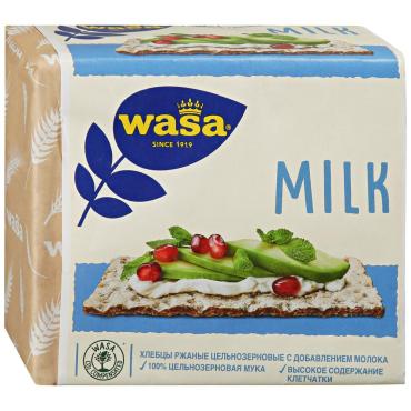 Хлебцы  Wasa milk Ржаные из цельнозерновой муки с молоком, 240 гр., обертка фольга/бумага