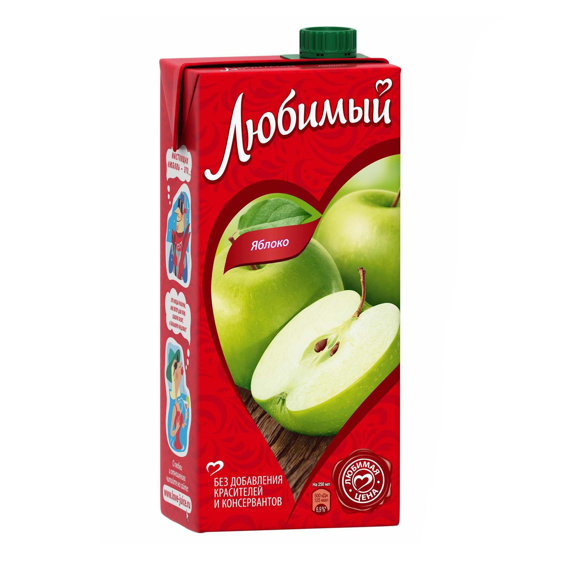 Напиток сокосодержащий Любимый яблоко 950 мл., тетра-пак