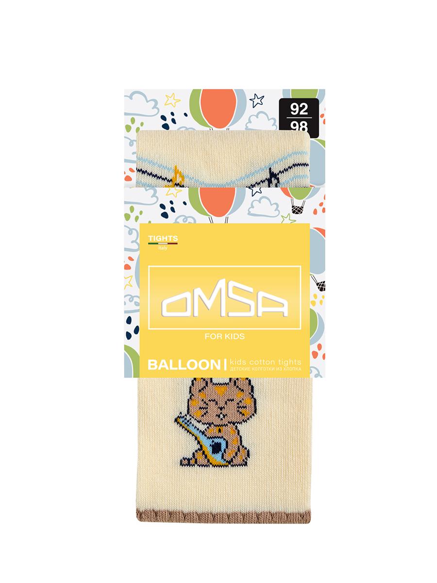 Колготы  OMSA kids 11P61-2 с имитацией носка и рисунком (котик) Bianco 116-122