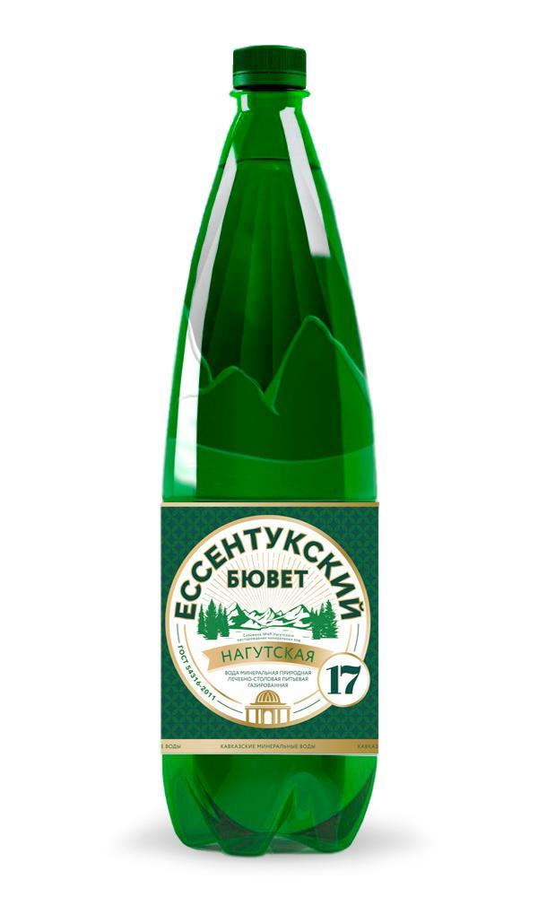Вода газированная Ессентукский Бювет Нагутская-17 минеральная природная лечебно-столовая 1,5 л., ПЭТ