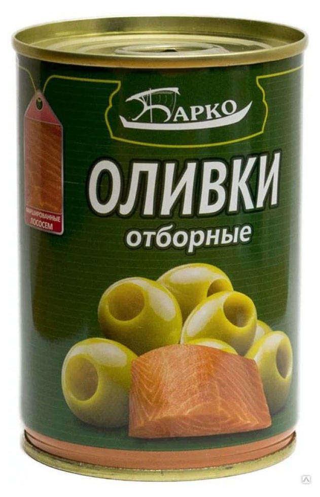 Оливки Барко отборные фаршированные лососем 280 гр., ж/б