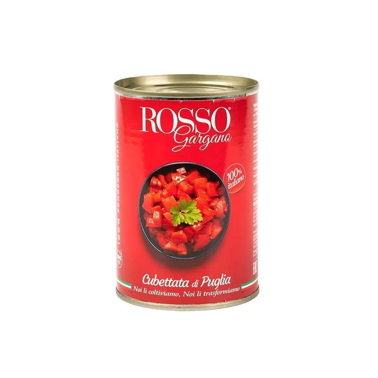 Томаты ROSSO GARGANO cubetti нарезанные кубиками в собственном соку 400 гр., ж/б