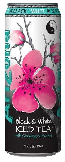 Чай холодный Arizona Black & White Iced Tea with Ginseng & Honey 680 мл., ж/б