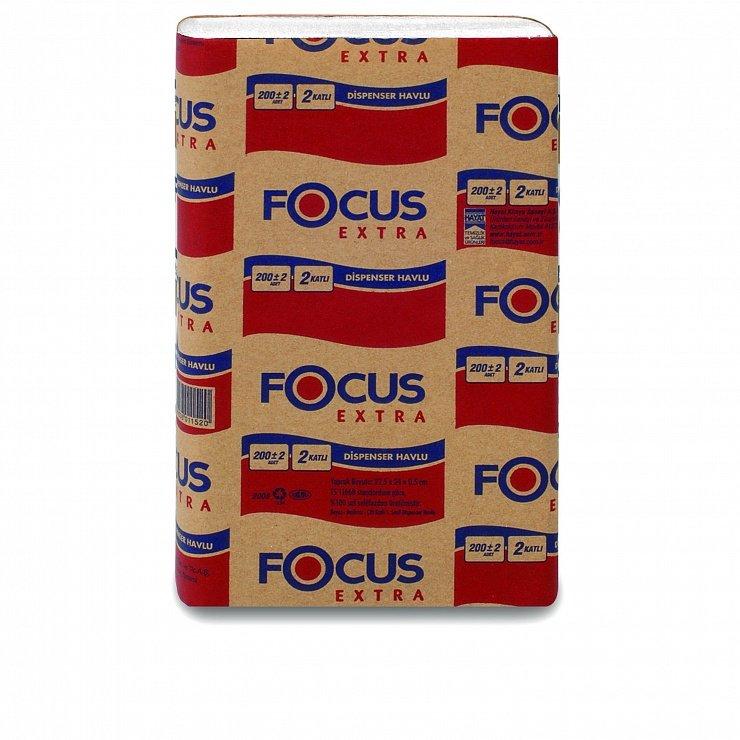 Бумажные полотенца Z-Сложения 2 слоя, 200 шт., Focus Extra, пластиковая упаковка