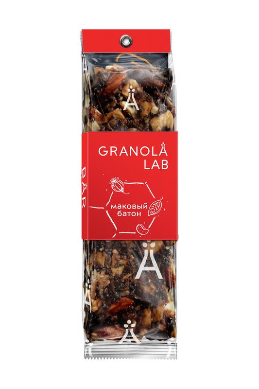 Батончик Granola.lab ореховый маковый батон, 40 гр., флоу-пак