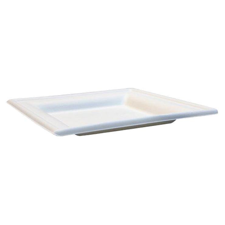 Тарелка квадратная Мистерия 300 мл 203х203х20,5 мм белый сахарный тростник, пакет