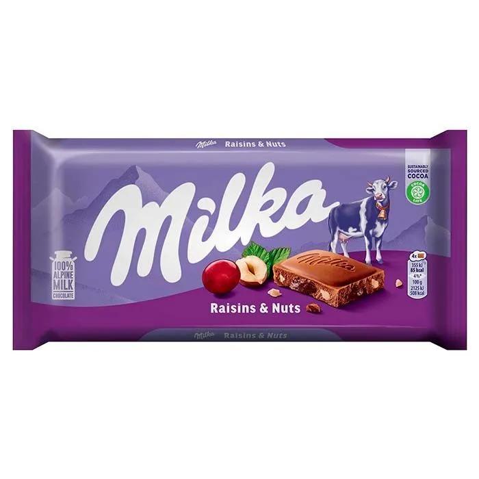 Шоколад Milka изюм фундук 100 гр., флоу-пак