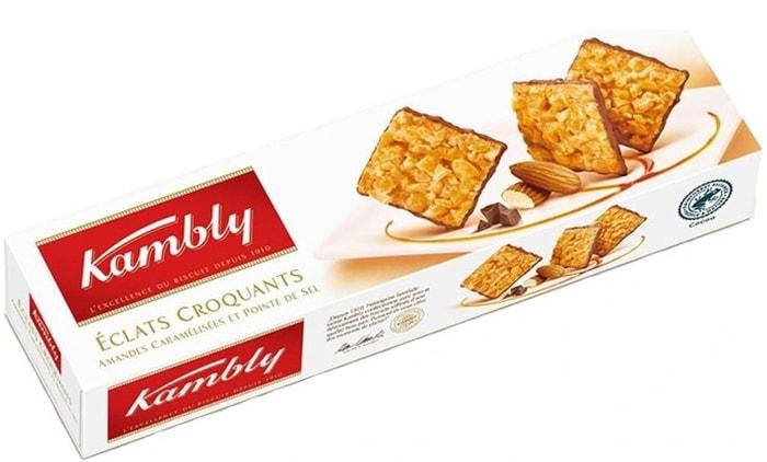 Печенье KAMBLY Eclats Croquants хрустящее с миндалем и молочным шоколадом 90 гр., картон