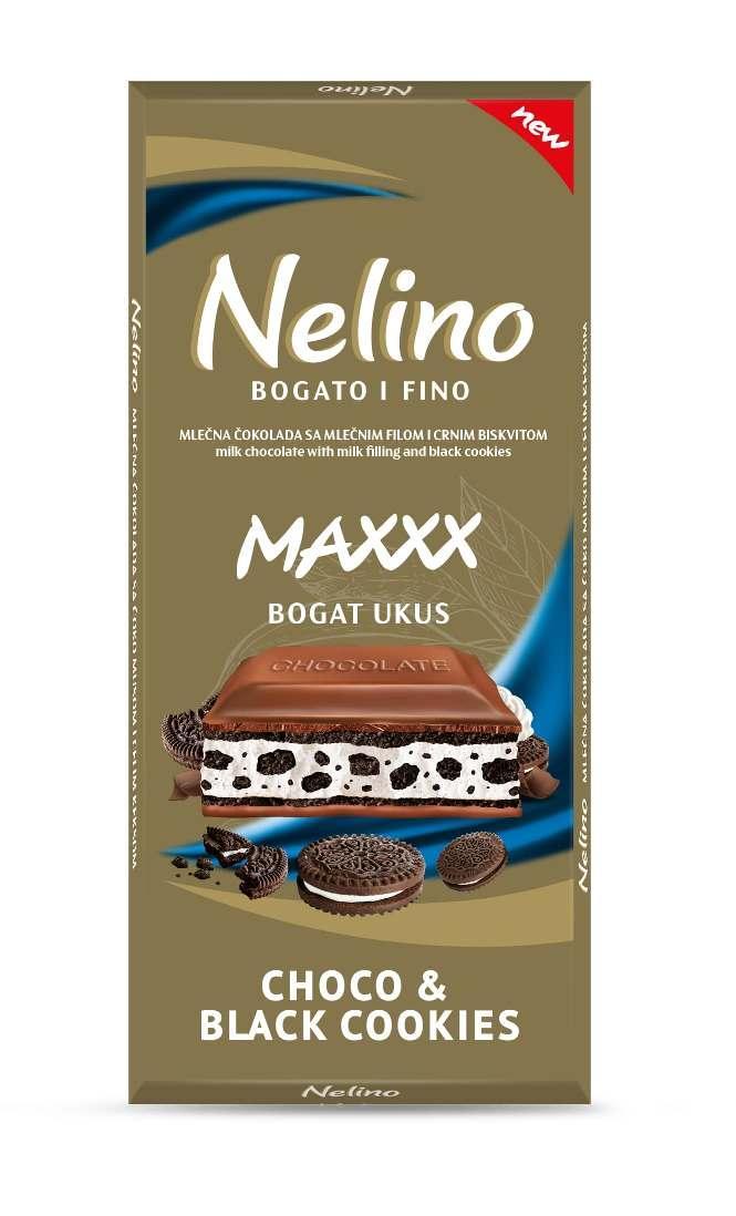 Шоколад Nelino Maxx Choco Black Cookies 80 гр., картон