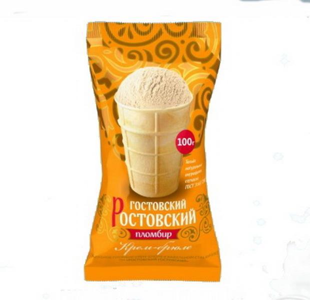 Мороженое Полайс Ростовский в стаканчике ГОСТ пломб.Крем-брюле15% 100 гр., флоу-пак