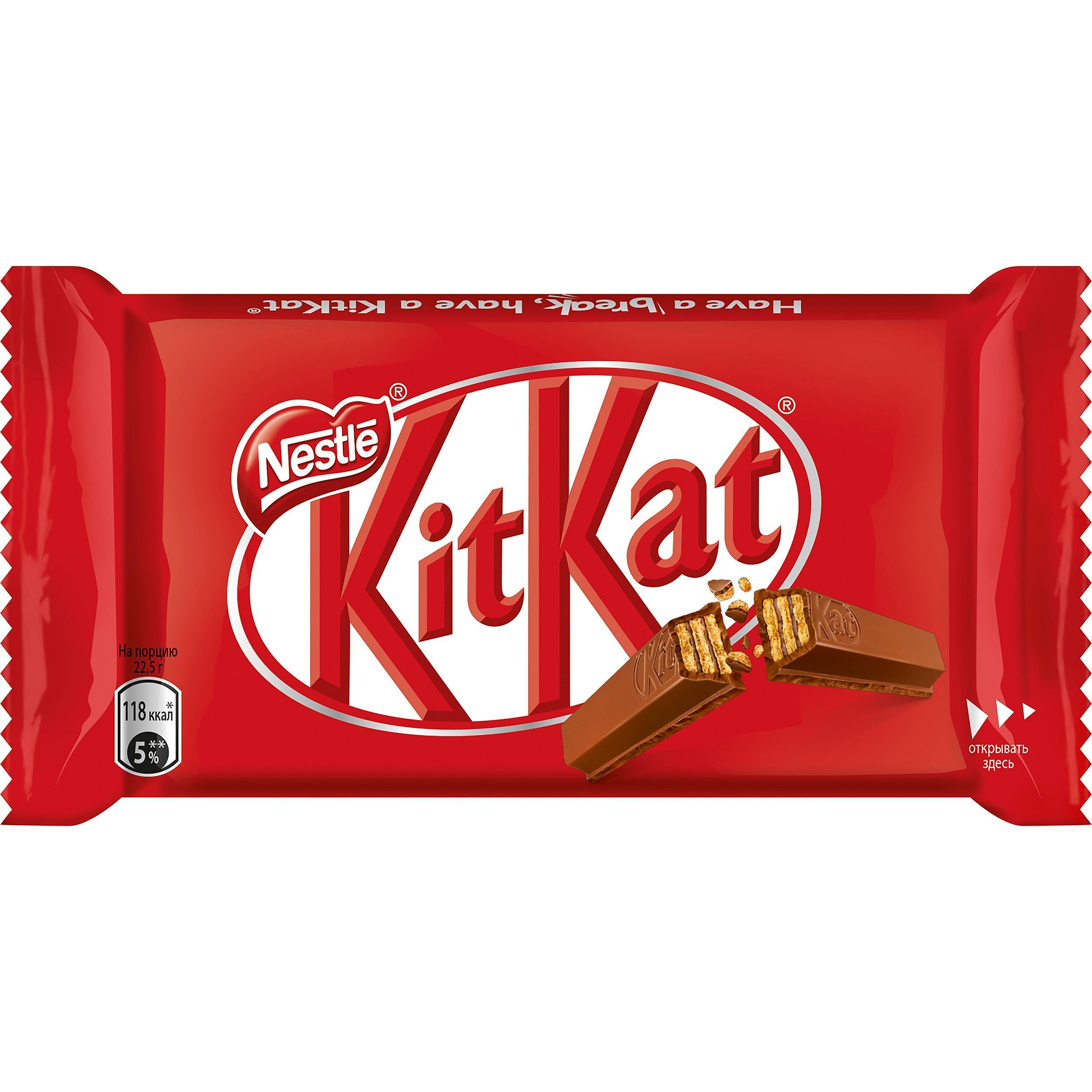 Батончик шоколадный Kit Kat молочный с хрустящей вафлей 45 гр., флоу-пак