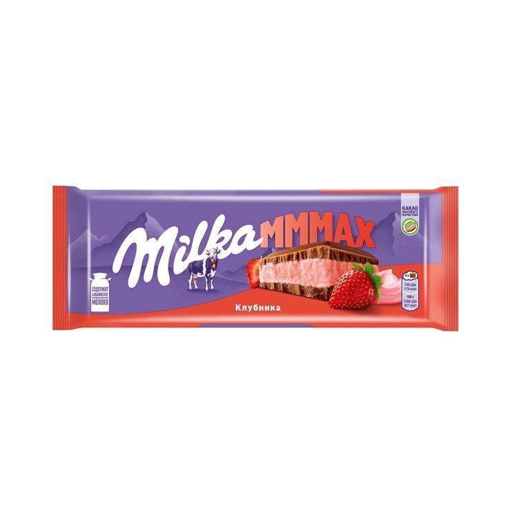 Шоколад Milka Mmmax молочный клубника 253 гр., флоу-пак