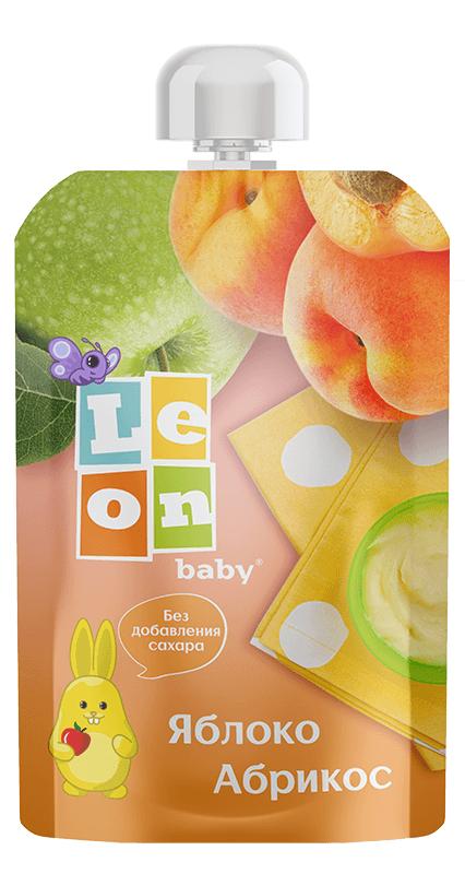 Пюре Leon baby из яблок и абрикосов с 5 мес. 90 гр., пауч