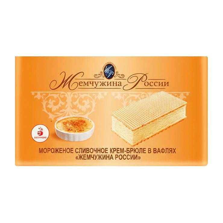 Мороженое сливочное Жемчужина России крем-брюле на вафлях 90 гр., бумага