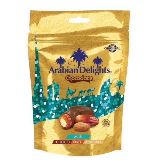 Финики Chocodate Arabian Delights с миндалем в молочной глазури 90 гр., дой-пак