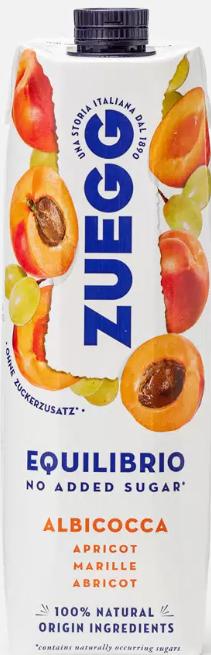 Напиток Zuegg сокосодержащий из абрикоса и винограда без сахара 1 л., тетра-пак