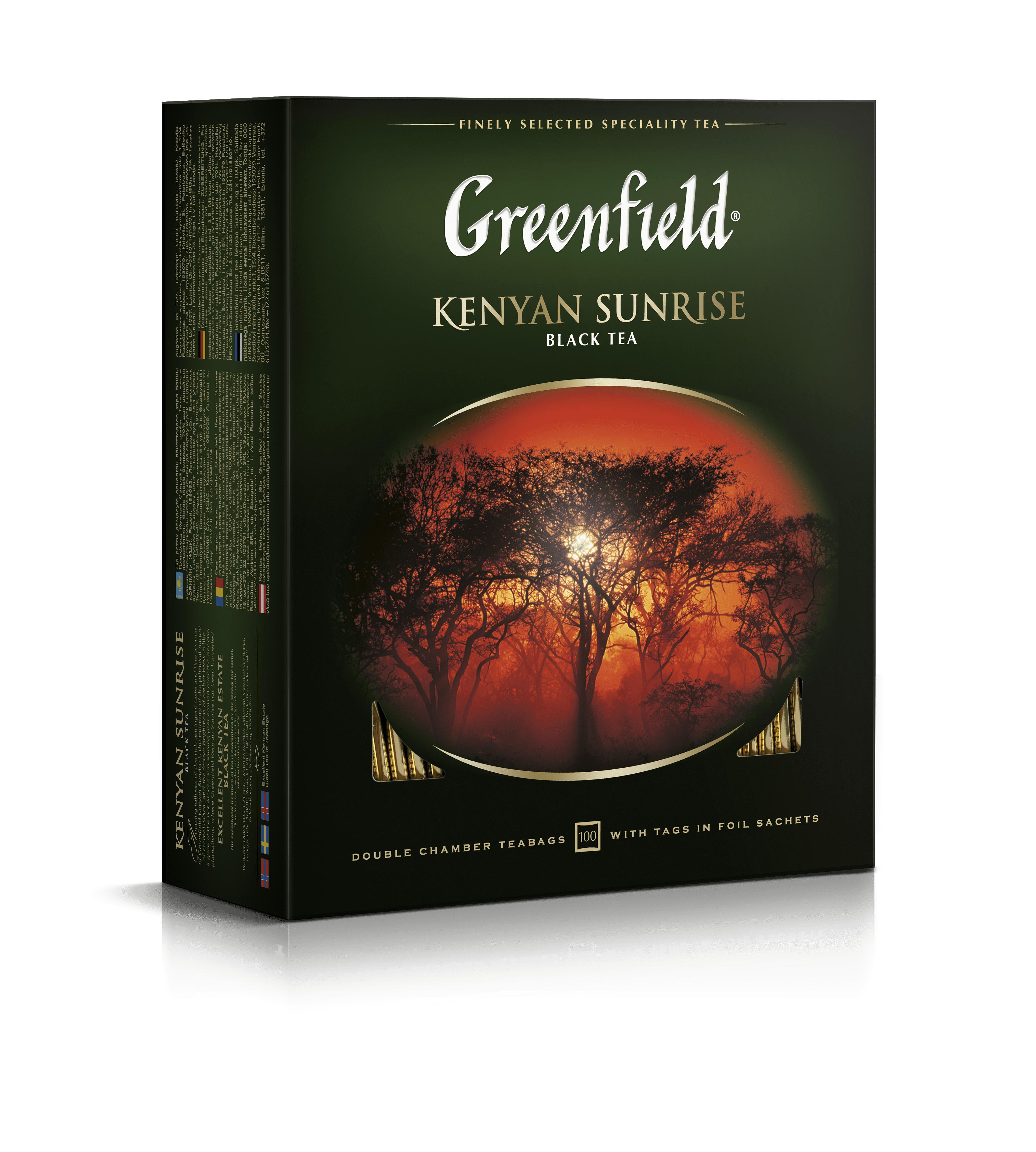 Чай Greenfield Kenyan Sunrise черный 100 пакетиков 200 гр., картон