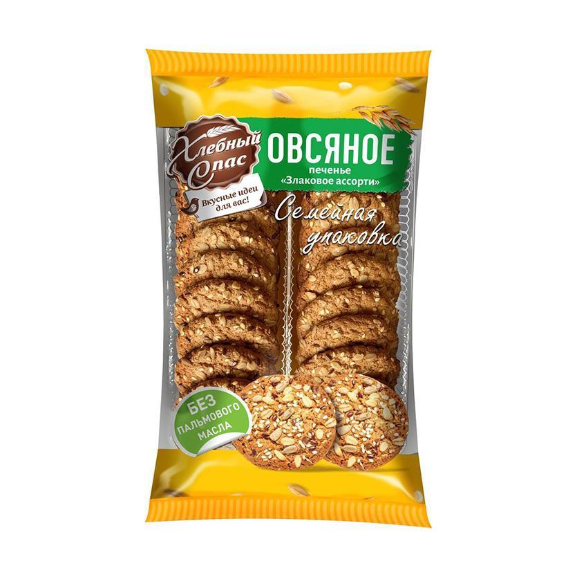 Печенье овсяное Хлебный спас злаковое ассорти 500 гр., флоу-пак