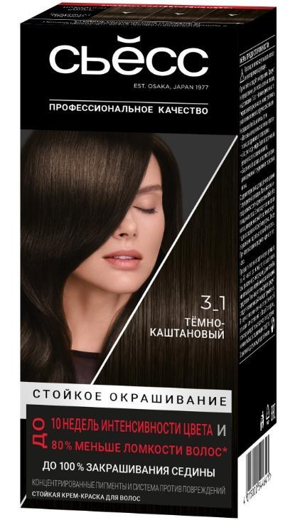 Крем-краска стойкая для волос СЬĔСС Salonplex тон 3-1 Темно-каштановый 115 мл., картон