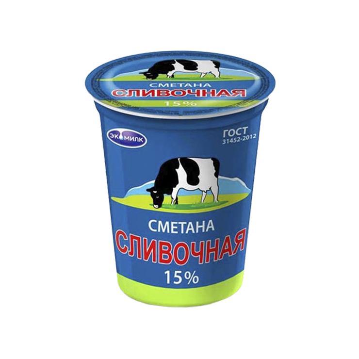 Сметана Экомилк Сливочная 15% 300 гр., стакан