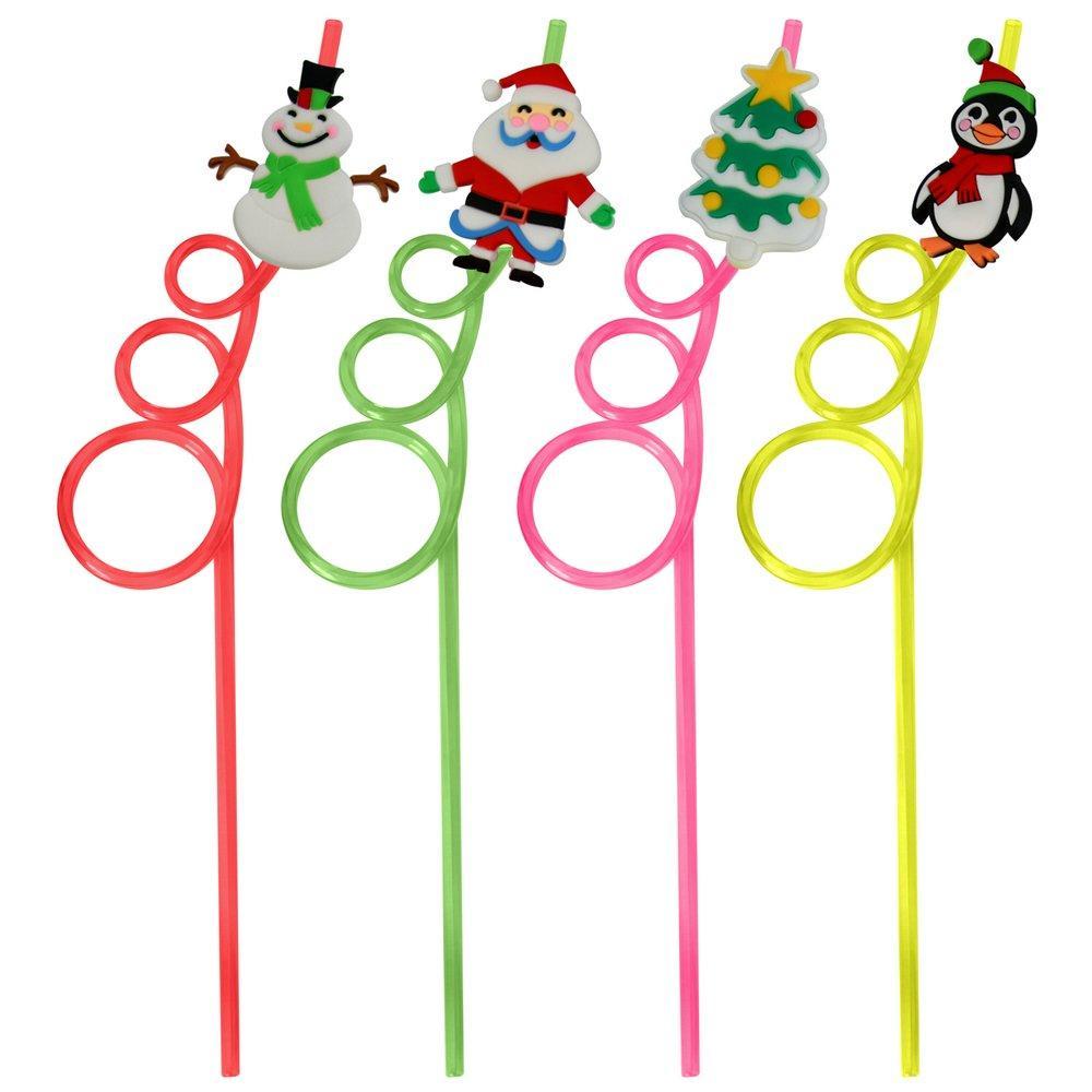 Трубочки для коктейля Мультидом зимний лес 4 штуки 26 см., пакет