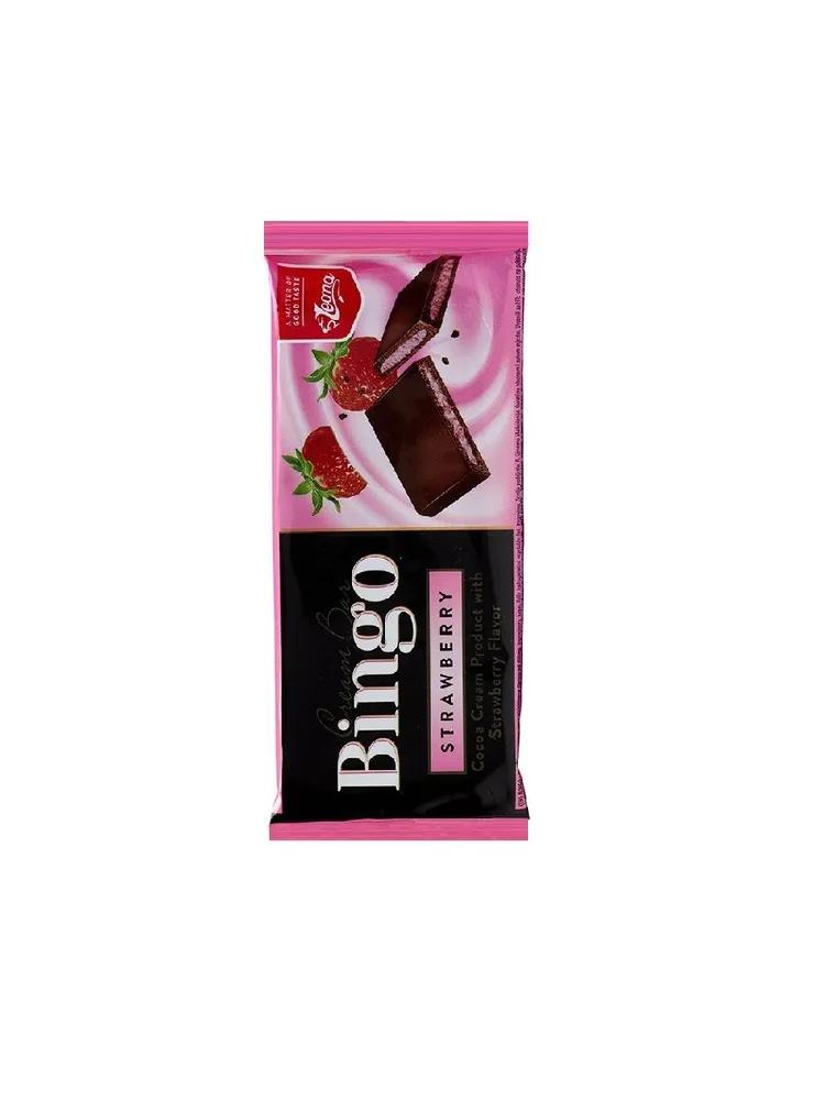 Шоколад Leona bingo с начинкой со вкусом клубники 90 гр., флоу-пак