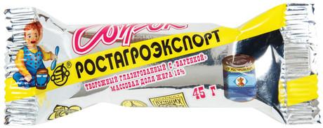 Сырок творожный Ростагроэкспорт глазированный вареная сгущёнка 15% 40 гр., флоу-пак