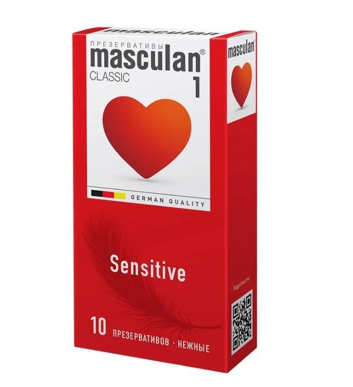 Презервативы Masculan 1 Classic Sensitive plus нежные 10 шт., картон