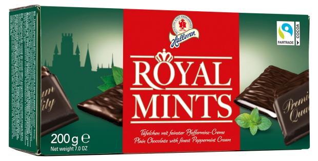 Конфеты Halloren Royal Mints Шоколадные с мятной начинкой 200 гр., картон