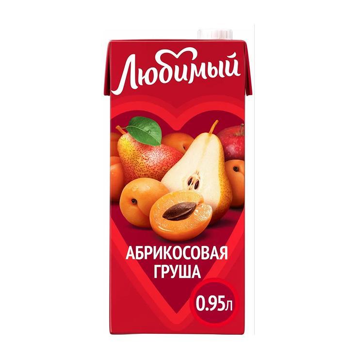 Напиток сокосодержащий Любимый Абрикосовая груша яблоко абрикос груша 950 мл., тетра-пак