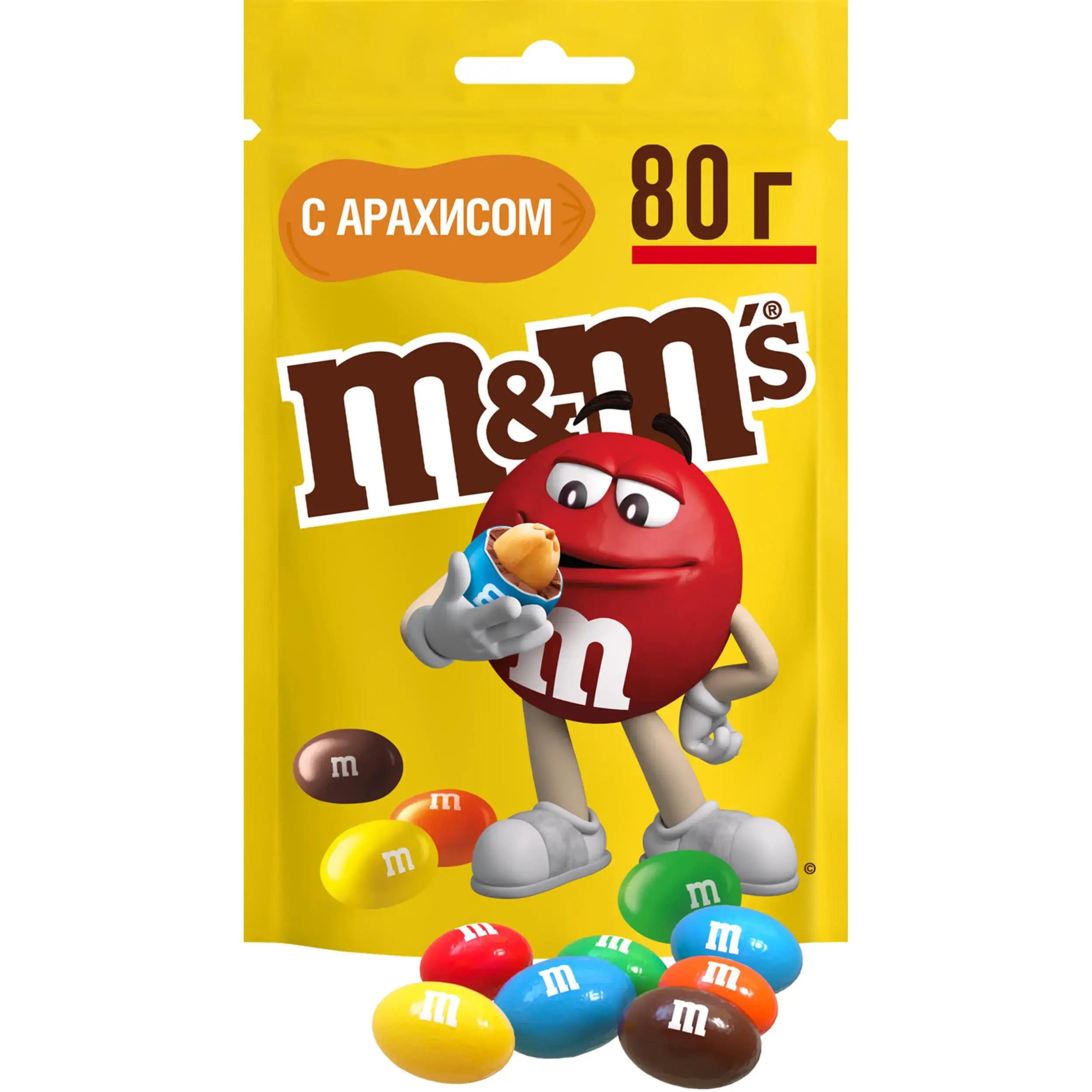 Драже M&М's с арахисом 80 гр., флоу-пак