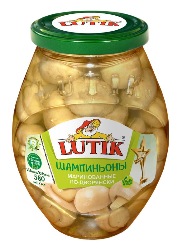 Шампиньоны Lutik маринованные по-дворянски 580 мл., стекло