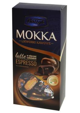 Конфеты из темного шоколада с жидкими кофейными начинками: латте, мокко Мокка эспрессо, (Польша) , Baltyk, 180 г., картон