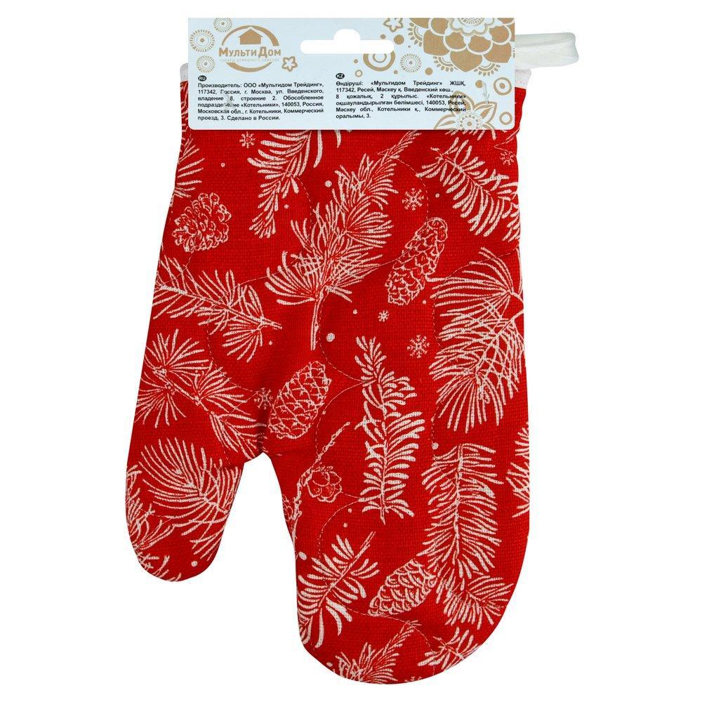 Прихватка-рукавица Мультидом сказочный лес красный 17х30 см., пакет