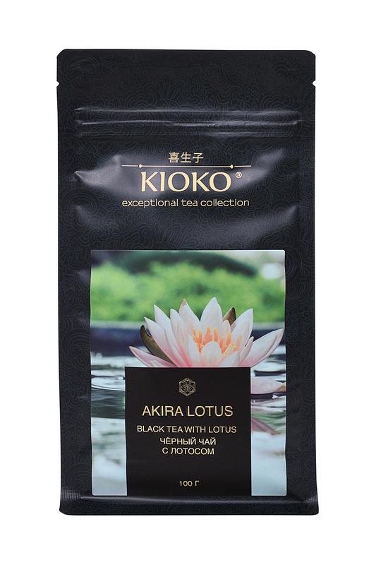 Чай черный Kioko Akira Lotus листовой с лотосом 100 гр., дой-пак