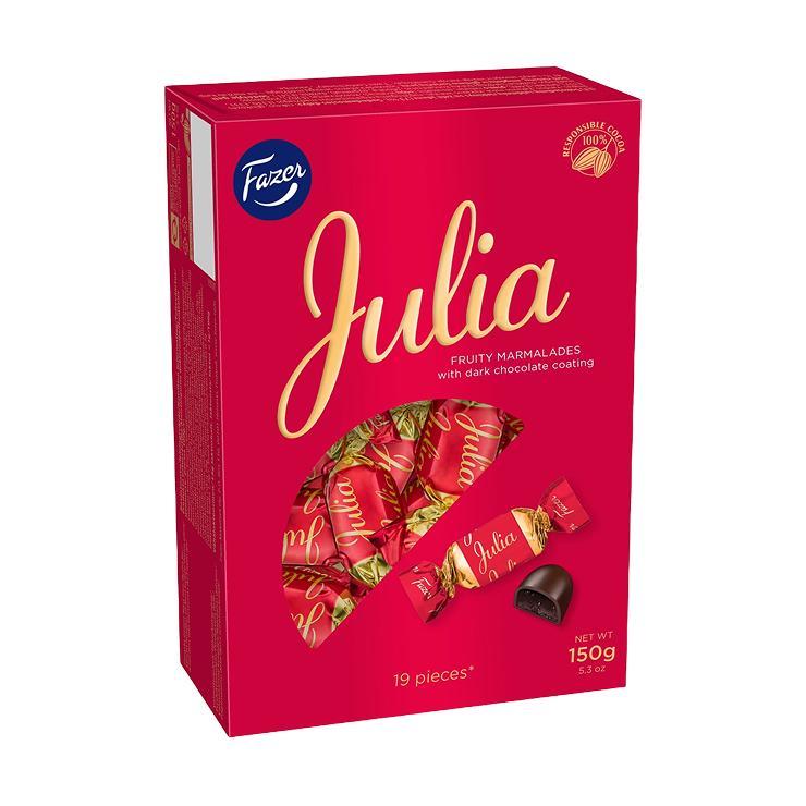 Конфеты Fazer julia мармеладные в темном шоколаде 150 гр., картон