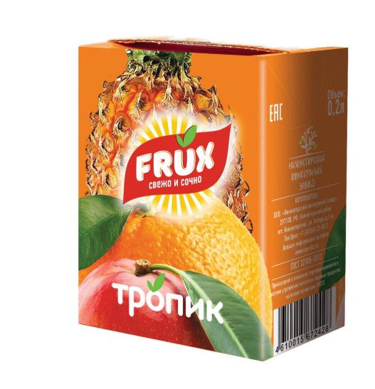 Напиток сокосодержащий FRUX тропик 200 мл., тетра-пак