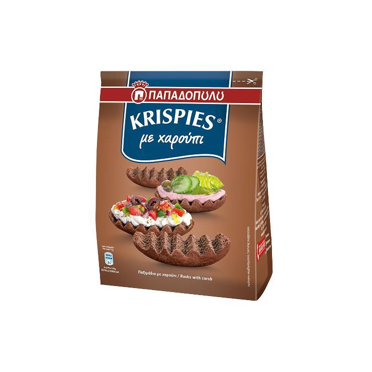 Сухарики ПАПАΔОПUΛU krispies с кэробом 200 гр., флоу-пак