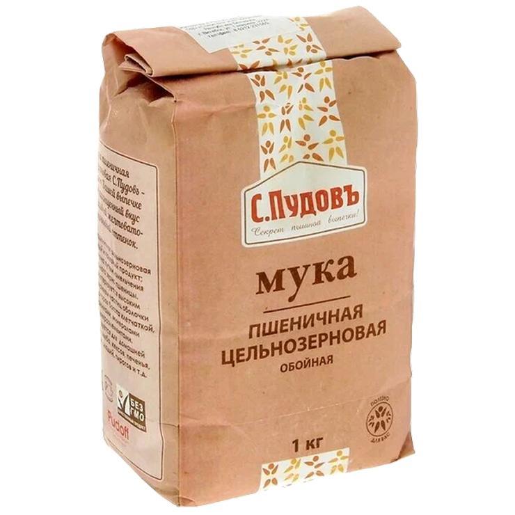 Мука С.Пудовъ ржаная цельнозерновая обойная 1 кг., бумага