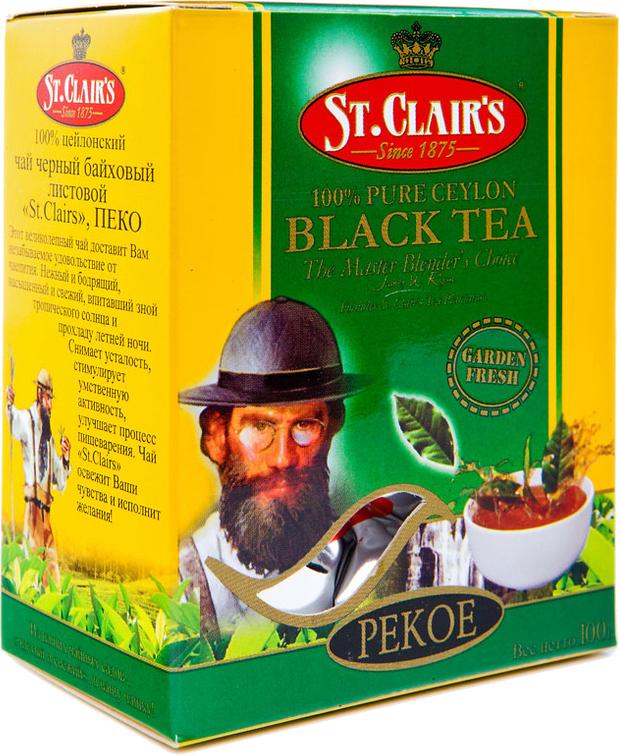 Чай St. Clair`s Pekoe черный листовой, 100 гр., картон