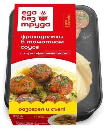 Фрикадельки Еда без труда, в томатном соусе с картофельным пюре, 220 гр., пластиковая упаковка