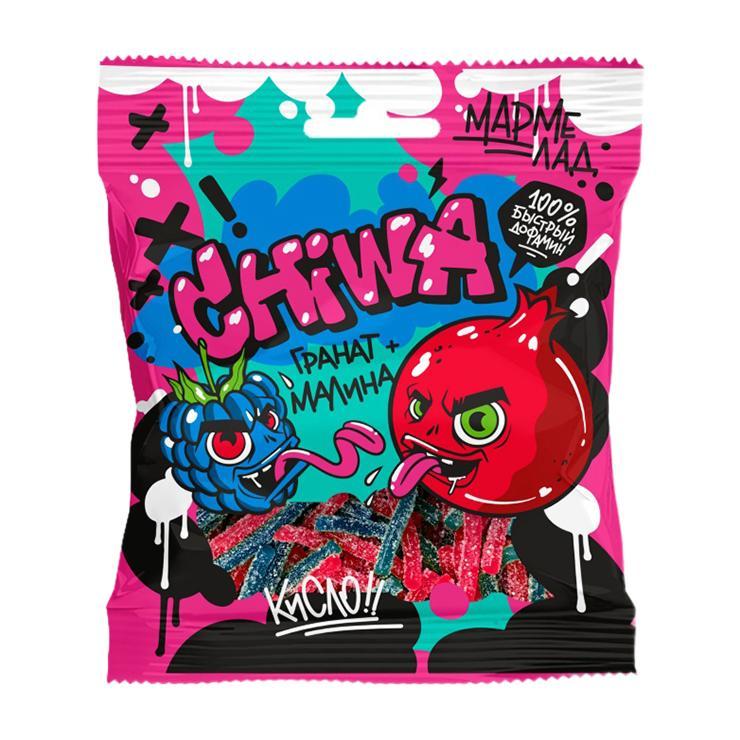 Мармелад жевательный Chi-wa-wa Graffiti гранат малина кислый 90 гр., флоу-пак
