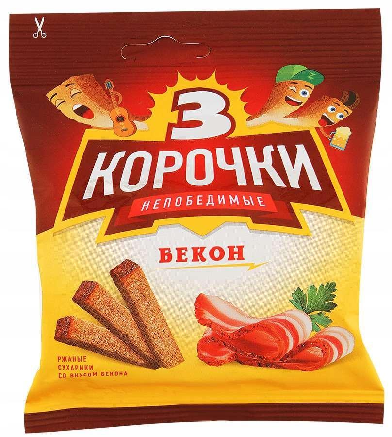 Сухарики Три Корочки со вкусом бекона 40 гр., флоу-пак