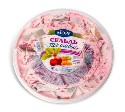 Сельдь тихоокеанская Вкусное море Под шубой филе-кусочки с овощами в майонезе 180 гр., ПЭТ