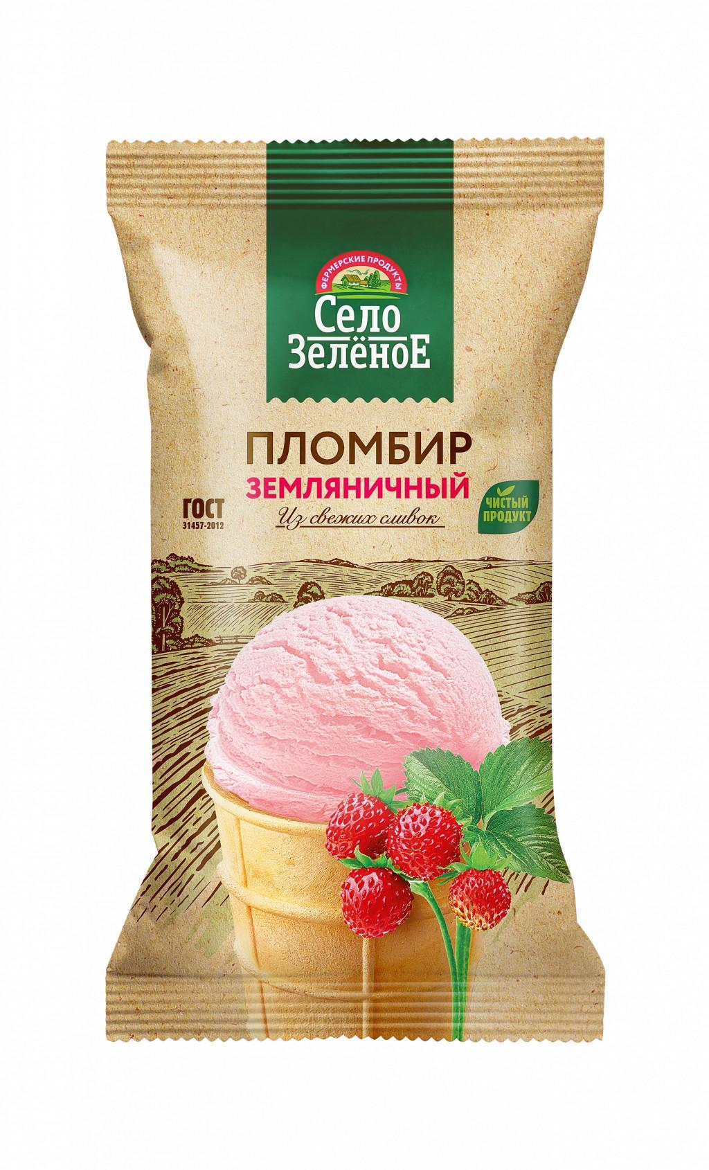 Мороженое земляника Село Зелёное, 70 гр., флоу-пак
