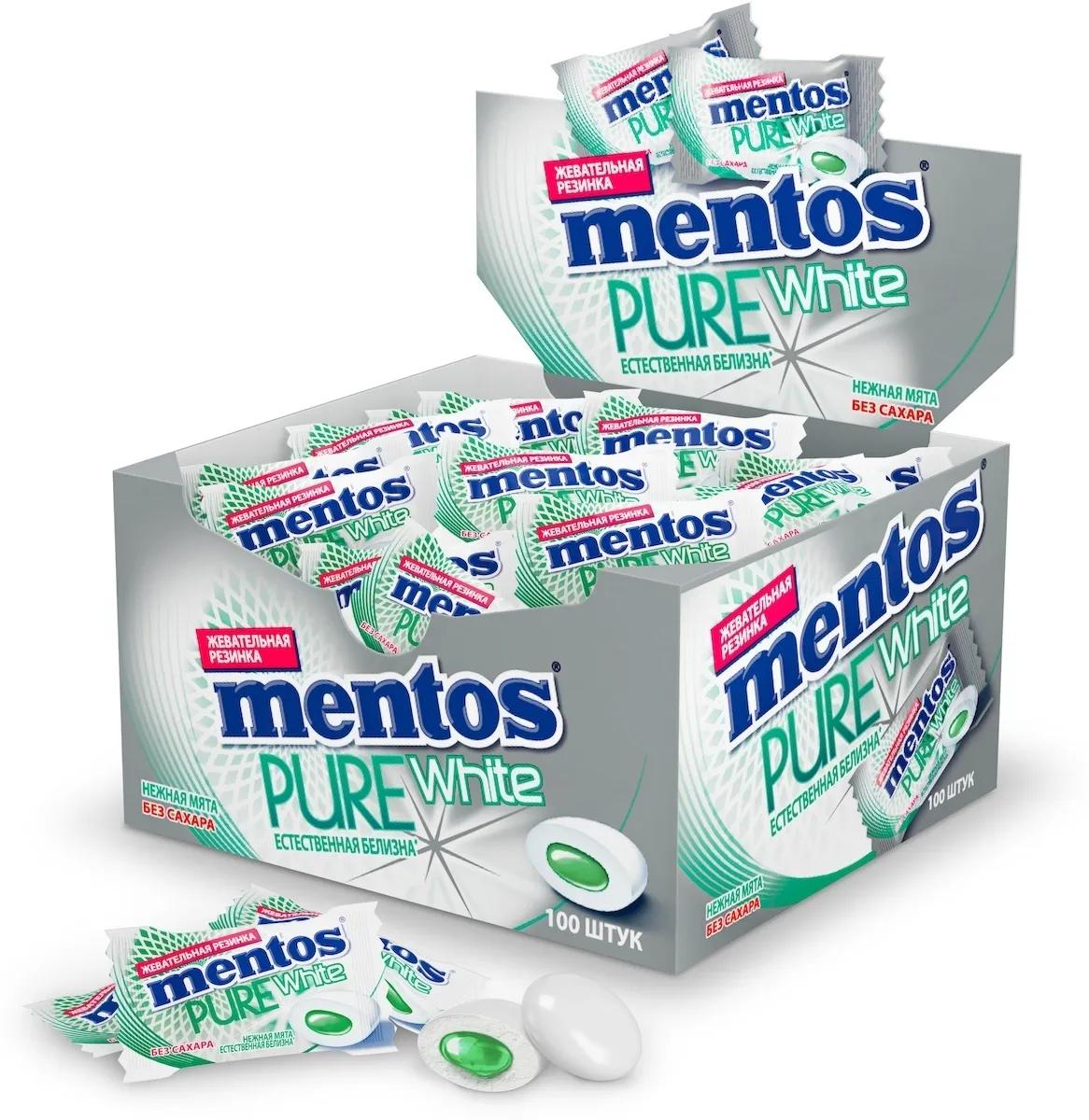 Резинка жевательная Mentos Pure White Нежная мята 2 гр., флоу-пак